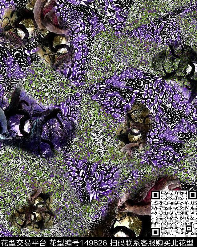 抽象肌理数码印花华亿平台下载（图片编号: 149826） - 瓦栏（Walan）