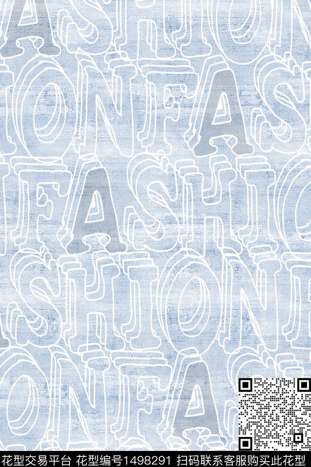 肌理字母男装满版花数码印花华亿平台下载（图片编号: 1498291） - 瓦栏（Walan）