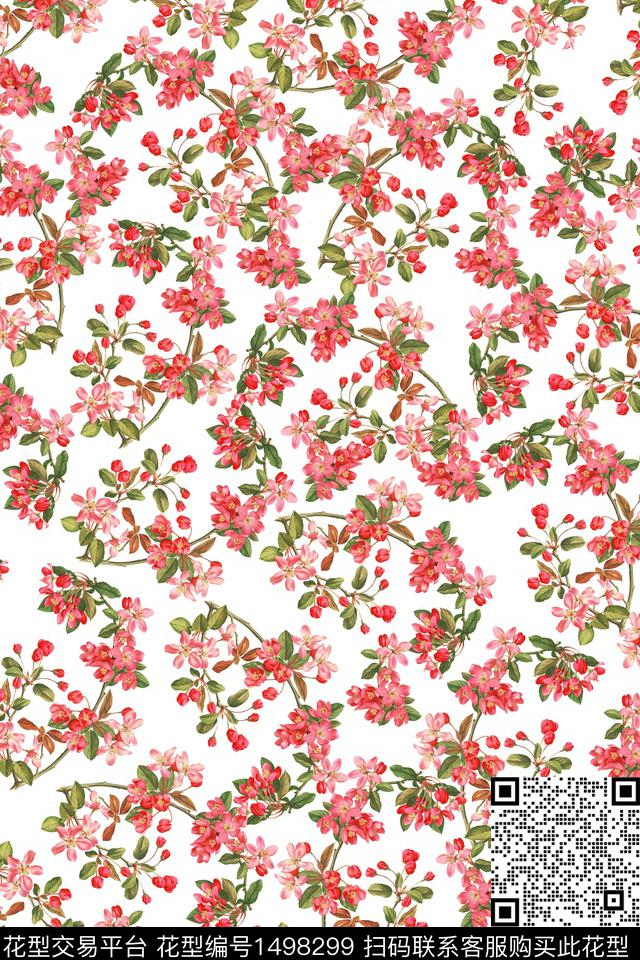 水彩绿植树叶彩底花卉数码印花华亿平台下载（图片编号: 1498299） - 瓦栏（Walan）