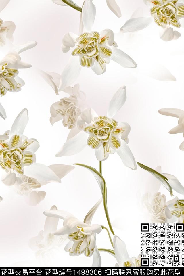 花卉大牌风小清新数码印花华亿平台下载（图片编号: 1498306） - 瓦栏（Walan）