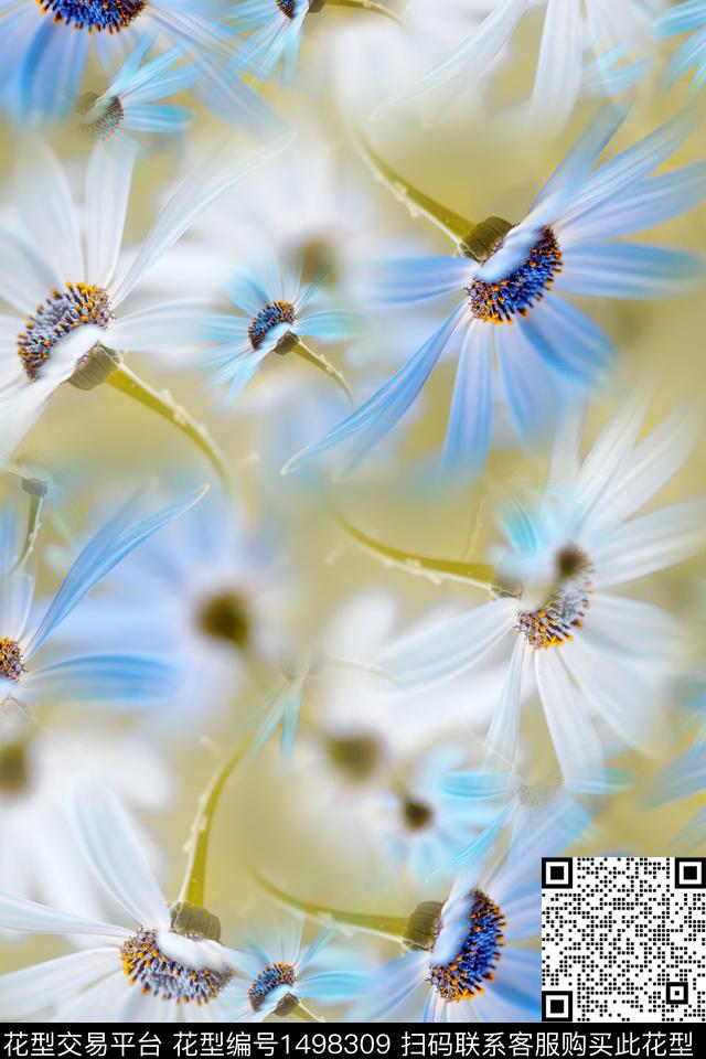 花卉大牌风小清新数码印花华亿平台下载（图片编号: 1498309） - 瓦栏（Walan）