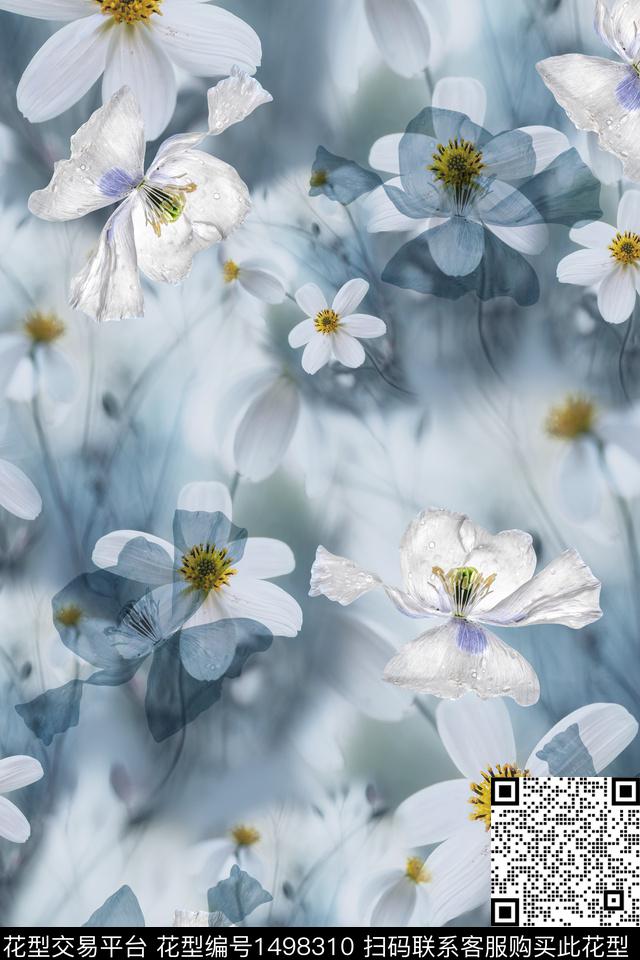 花卉大牌风小清新数码印花华亿平台下载（图片编号: 1498310） - 瓦栏（Walan）