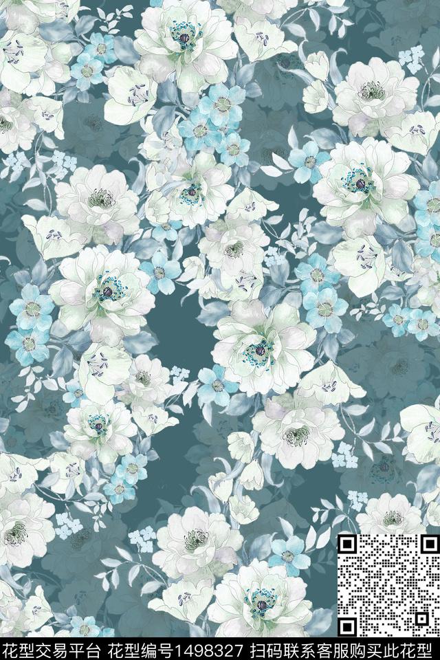 香云纱中国风花卉数码印花华亿平台下载（图片编号: 1498327） - 瓦栏（Walan）