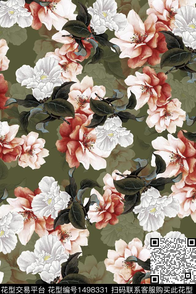 香云纱中国风牡丹数码印花华亿平台下载（图片编号: 1498331） - 瓦栏（Walan）