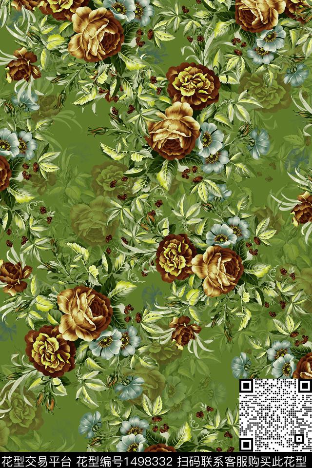 香云纱中国风花卉数码印花华亿平台下载（图片编号: 1498332） - 瓦栏（Walan）