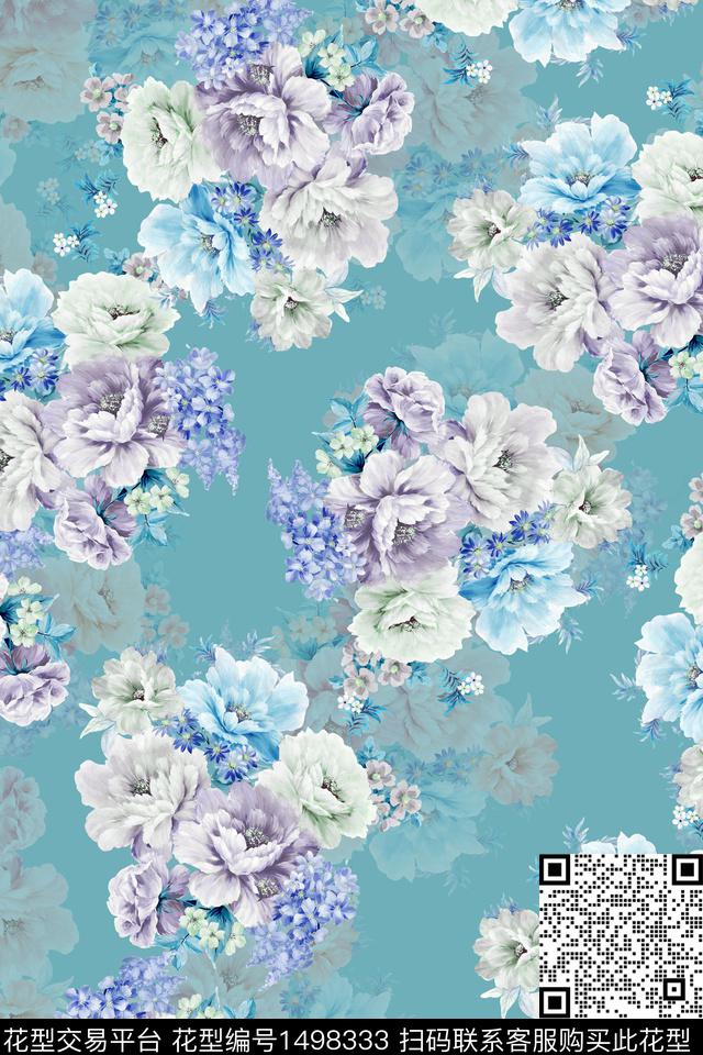 香云纱中国风花卉数码印花华亿平台下载（图片编号: 1498333） - 瓦栏（Walan）