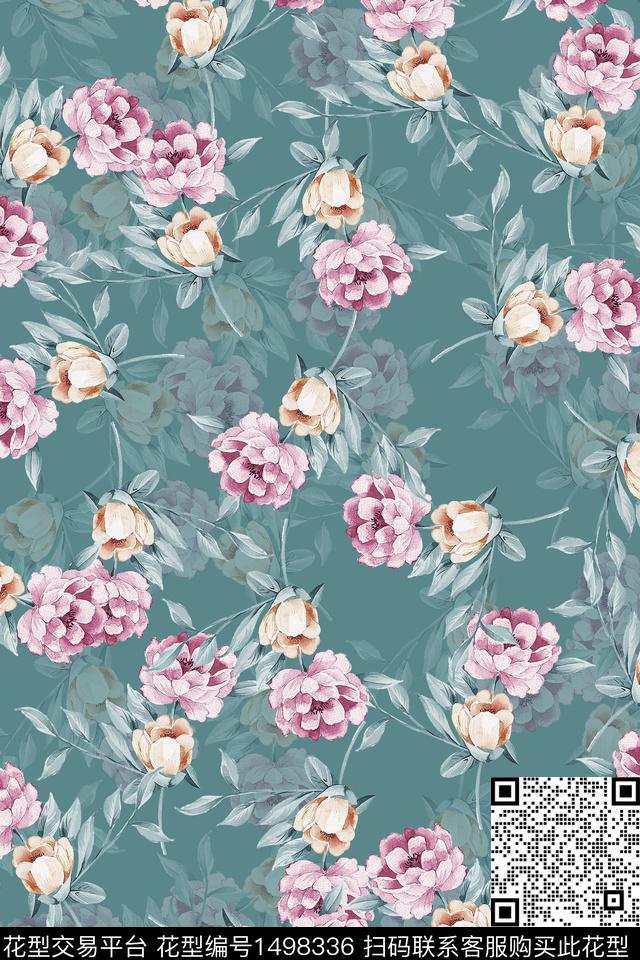 香云纱中国风牡丹数码印花华亿平台下载（图片编号: 1498336） - 瓦栏（Walan）