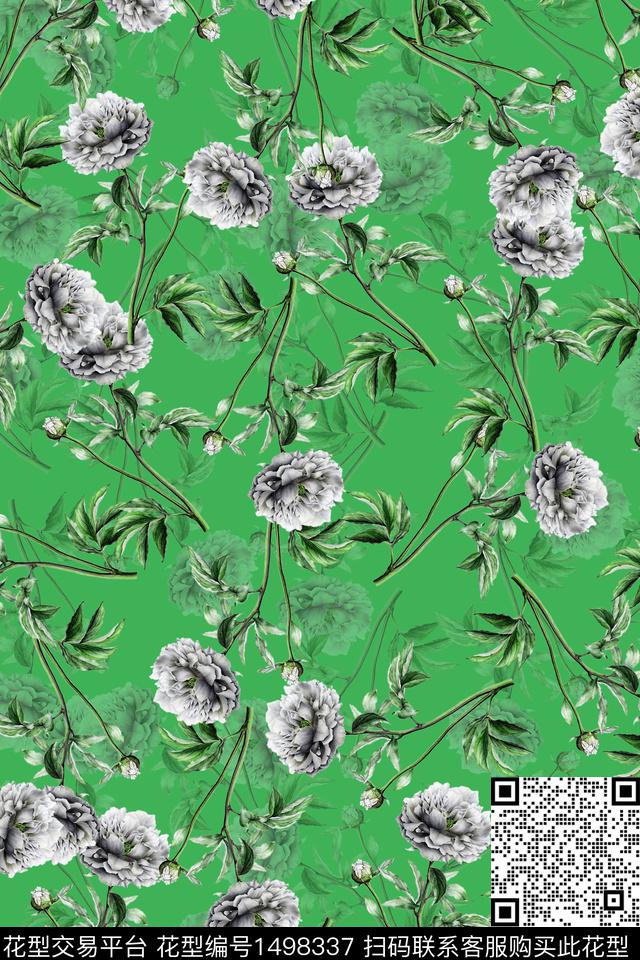香云纱中国风牡丹数码印花华亿平台下载（图片编号: 1498337） - 瓦栏（Walan）