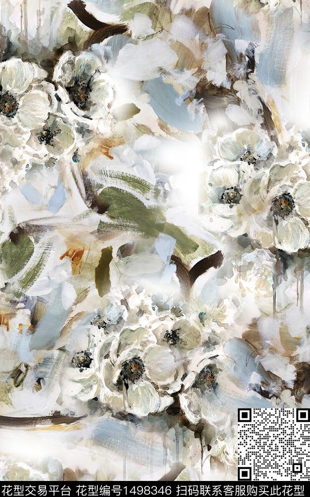 数码华亿平台花卉手绘数码印花华亿平台下载（图片编号: 1498346） - 瓦栏（Walan）