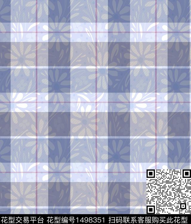 格子大牌风小碎花数码印花华亿平台下载（图片编号: 1498351） - 瓦栏（Walan）