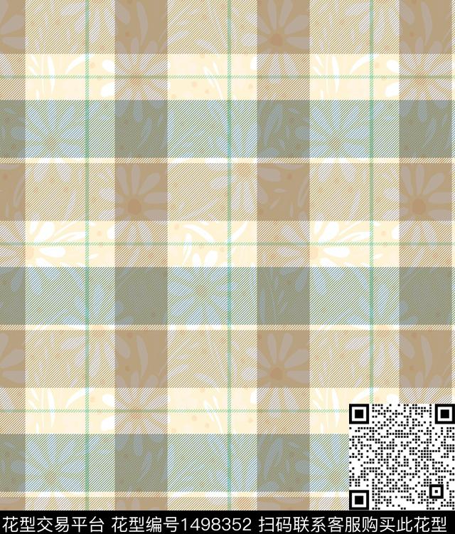 格子大牌风小碎花数码印花华亿平台下载（图片编号: 1498352） - 瓦栏（Walan）