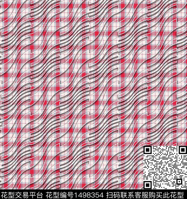 线条格子几何数码印花华亿平台下载（图片编号: 1498354） - 瓦栏（Walan）