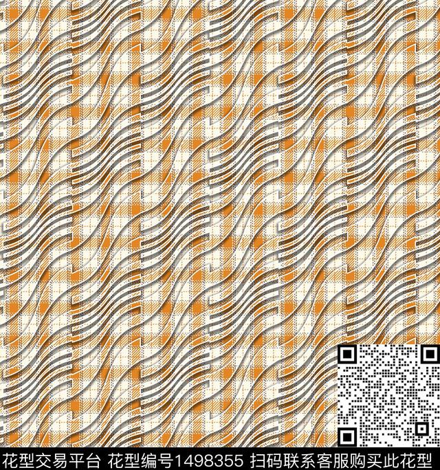 线条格子几何数码印花华亿平台下载（图片编号: 1498355） - 瓦栏（Walan）