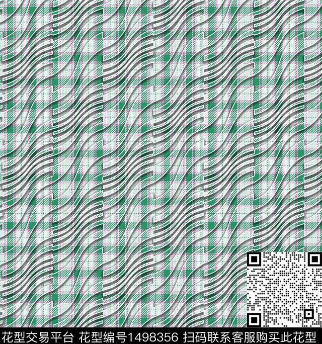 线条格子几何数码印花华亿平台下载（图片编号: 1498356） - 瓦栏（Walan）
