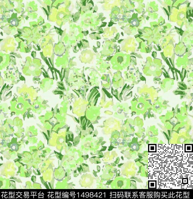 几何花卉大牌风数码印花华亿平台下载（图片编号: 1498421） - 瓦栏（Walan）