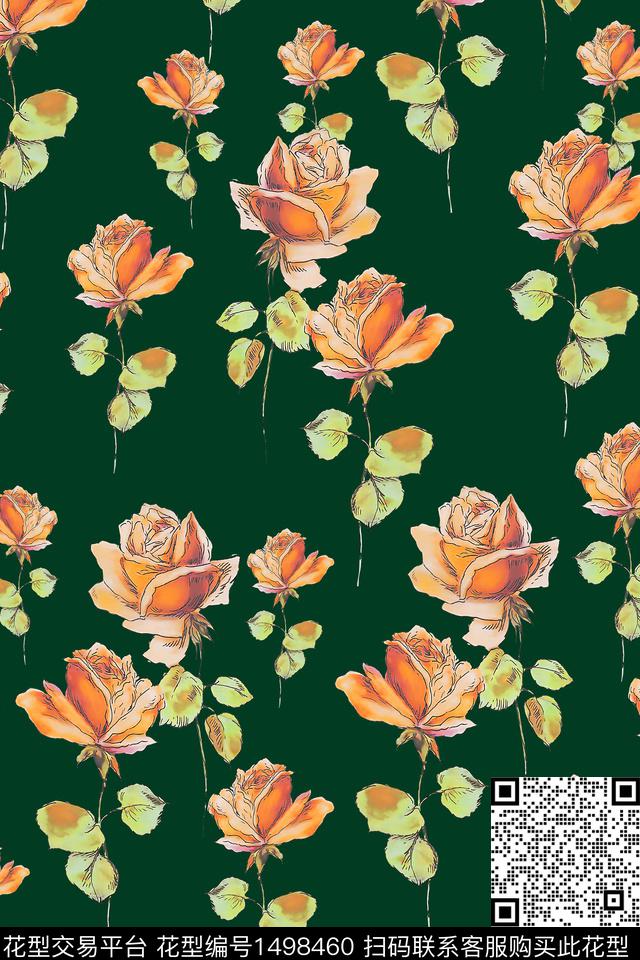 水彩绿植树叶肌理数码印花华亿平台下载（图片编号: 1498460） - 瓦栏（Walan）