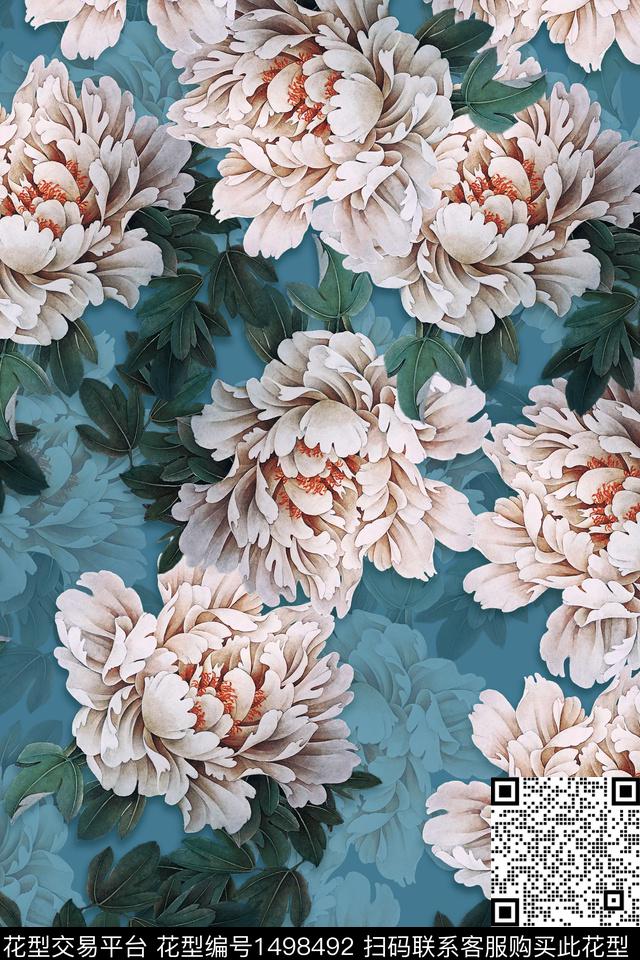 香云纱中国风牡丹数码印花华亿平台下载（图片编号: 1498492） - 瓦栏（Walan）