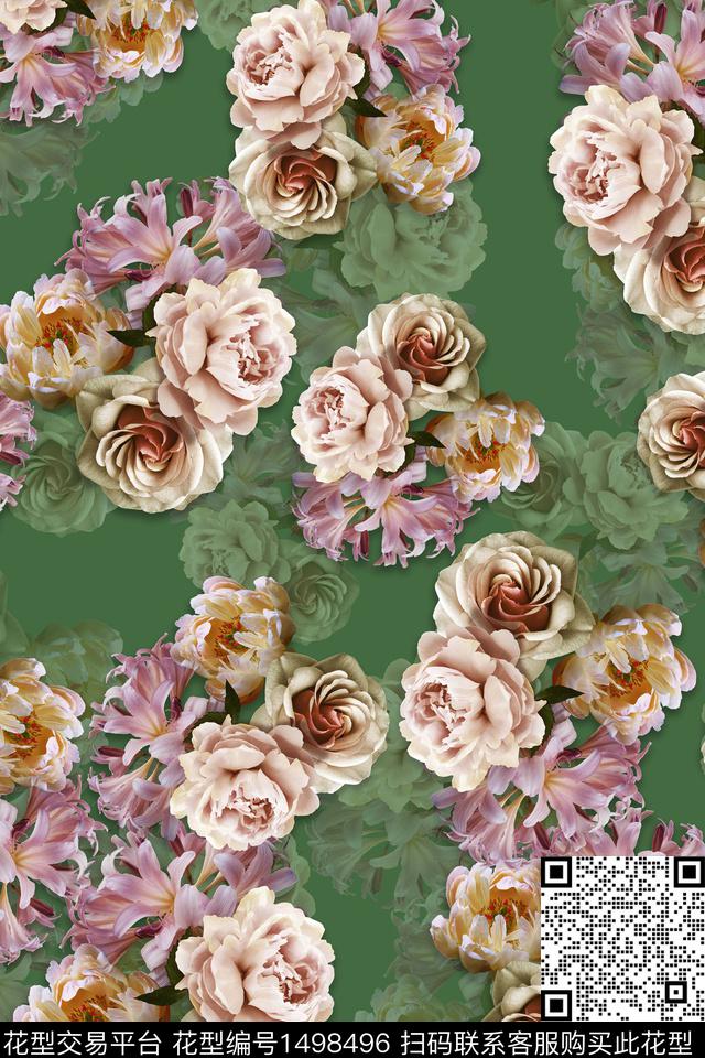 香云纱中国风花卉数码印花华亿平台下载（图片编号: 1498496） - 瓦栏（Walan）