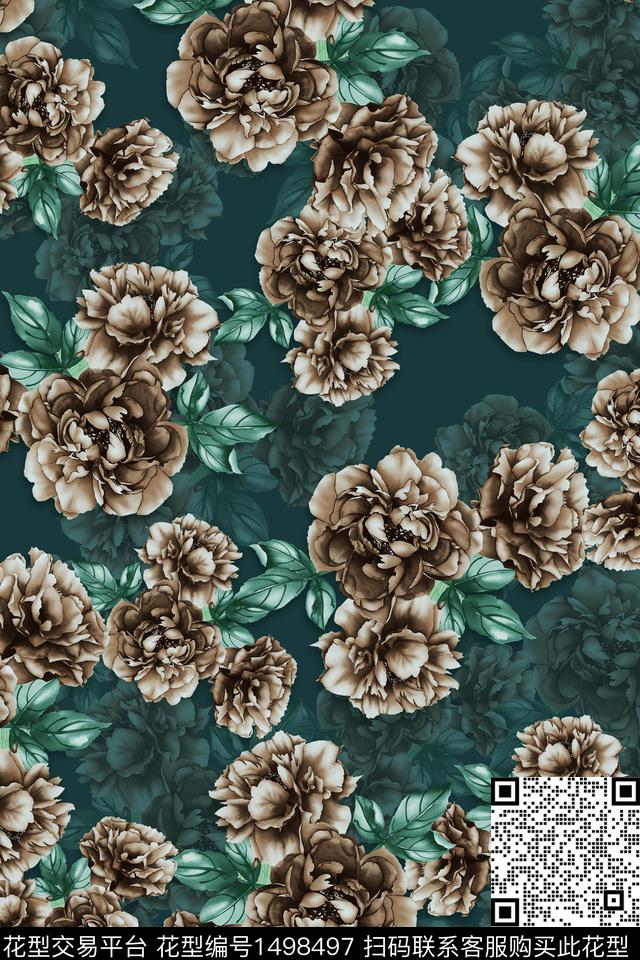 香云纱中国风牡丹数码印花华亿平台下载（图片编号: 1498497） - 瓦栏（Walan）