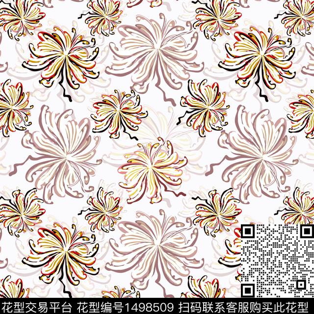 花卉手绘小碎花数码印花华亿平台下载（图片编号: 1498509） - 瓦栏（Walan）