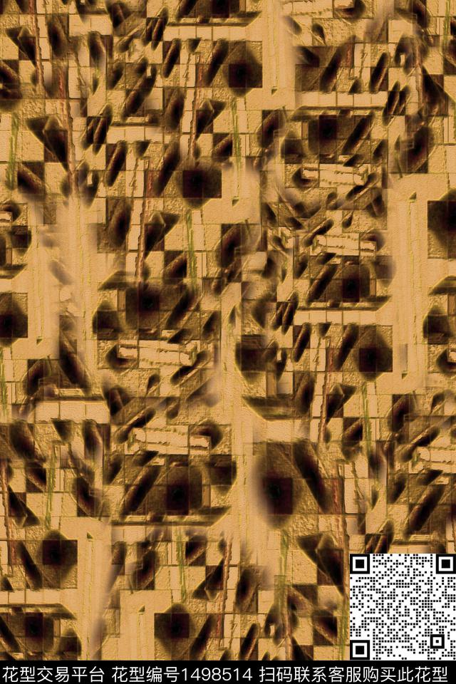 肌理男装抽象数码印花华亿平台下载（图片编号: 1498514） - 瓦栏（Walan）