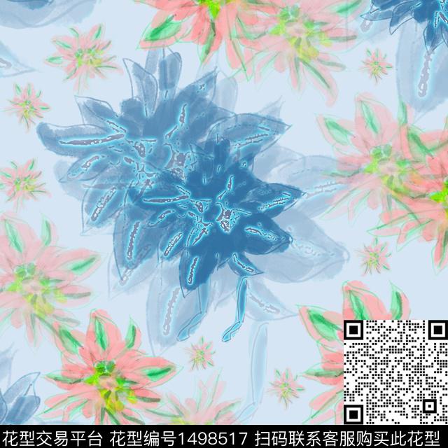 花卉手绘小碎花数码印花华亿平台下载（图片编号: 1498517） - 瓦栏（Walan）