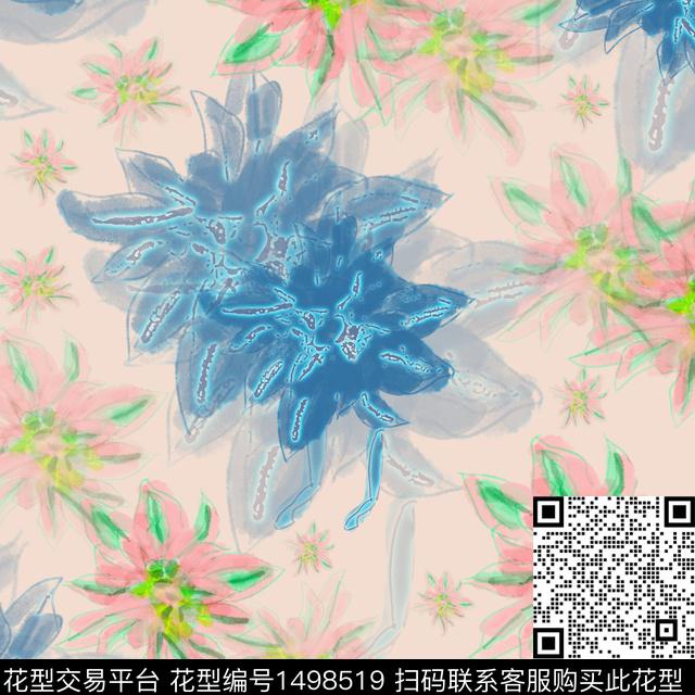 花卉手绘小碎花数码印花华亿平台下载（图片编号: 1498519） - 瓦栏（Walan）