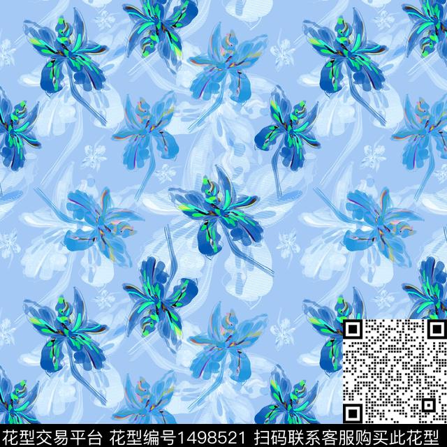 花卉手绘小碎花数码印花华亿平台下载（图片编号: 1498521） - 瓦栏（Walan）