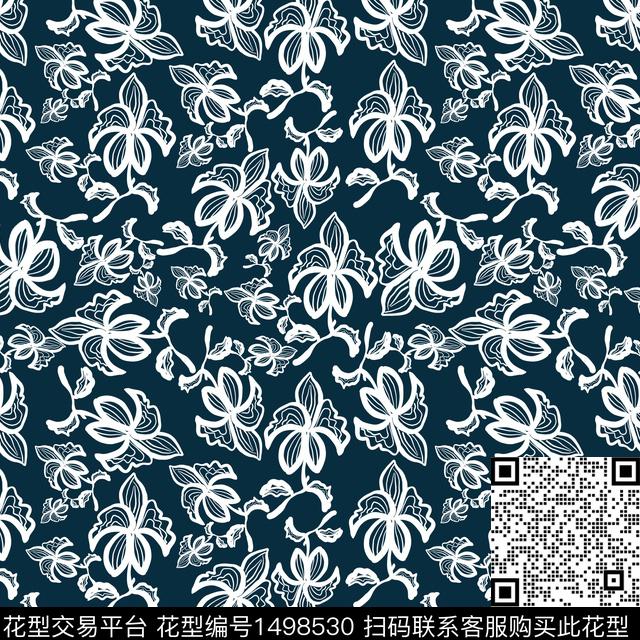 花卉手绘小碎花传统印花华亿平台下载（图片编号: 1498530） - 瓦栏（Walan）