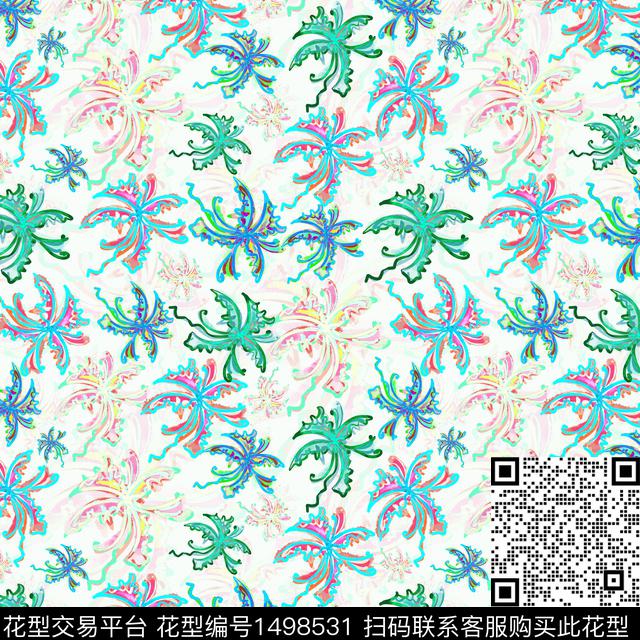 花卉手绘小碎花数码印花华亿平台下载（图片编号: 1498531） - 瓦栏（Walan）