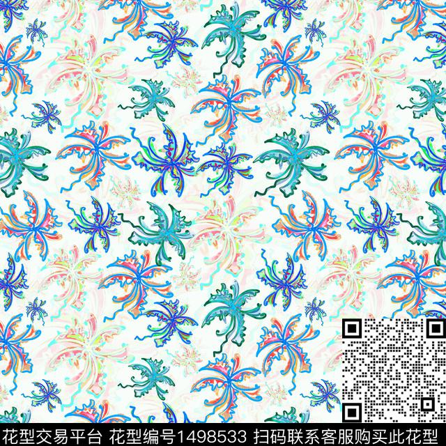 花卉手绘小碎花数码印花华亿平台下载（图片编号: 1498533） - 瓦栏（Walan）