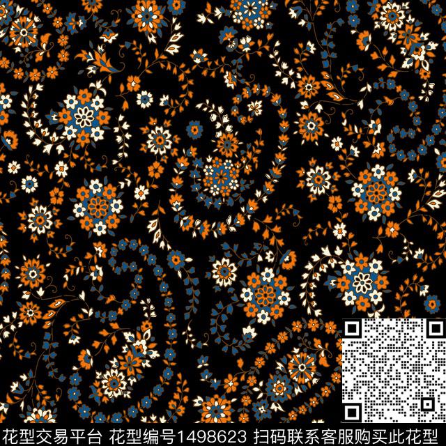 花卉小碎花秋冬华亿平台数码印花华亿平台下载（图片编号: 1498623） - 瓦栏（Walan）