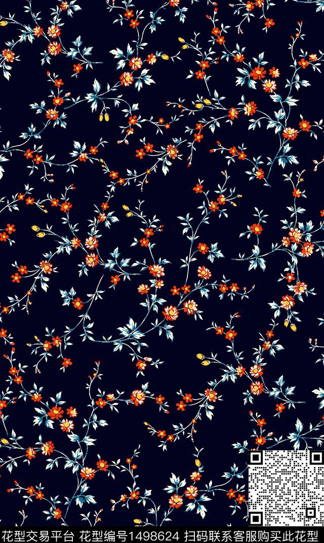 花卉小碎花秋冬华亿平台数码印花华亿平台下载（图片编号: 1498624） - 瓦栏（Walan）