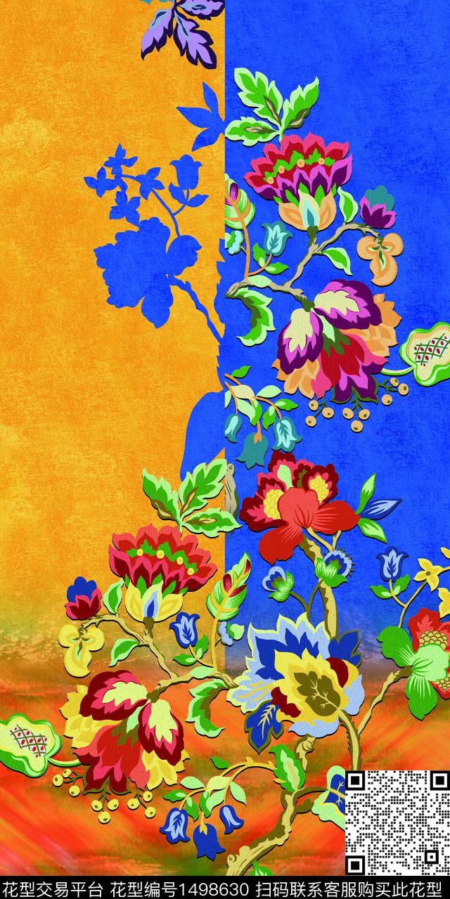 连衣裙绿植树叶数码华亿平台数码印花华亿平台下载（图片编号: 1498630） - 瓦栏（Walan）