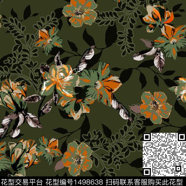 彩底花卉矢量绿植树叶数码印花华亿平台下载（图片编号: 1498638） - 瓦栏（Walan）