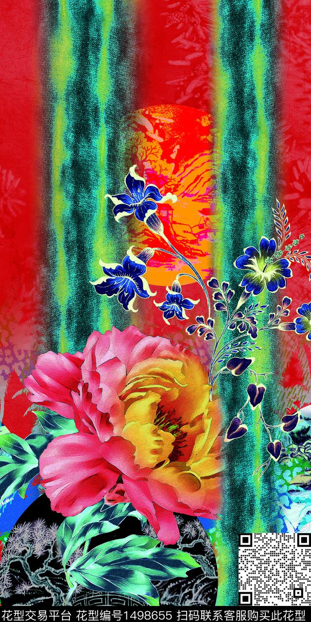 连衣裙绿植树叶数码华亿平台数码印花华亿平台下载（图片编号: 1498655） - 瓦栏（Walan）