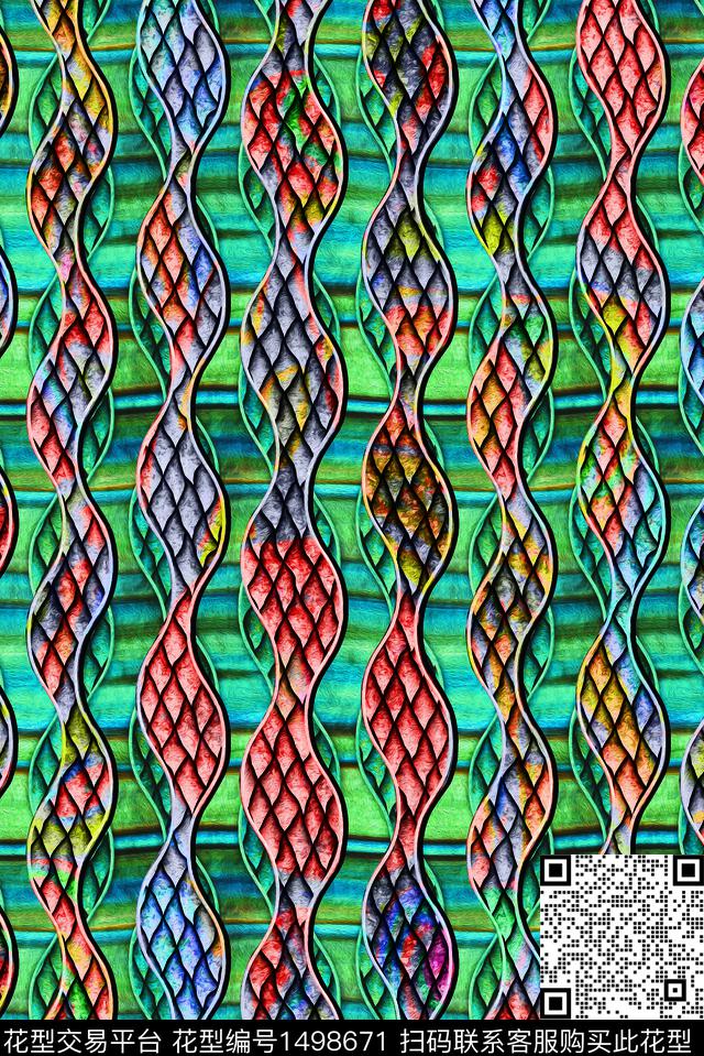 条纹数码华亿平台抽象数码印花华亿平台下载（图片编号: 1498671） - 瓦栏（Walan）