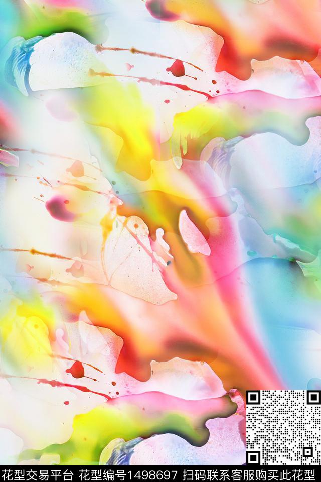 肌理扎染华亿平台大牌风数码印花华亿平台下载（图片编号: 1498697） - 瓦栏（Walan）