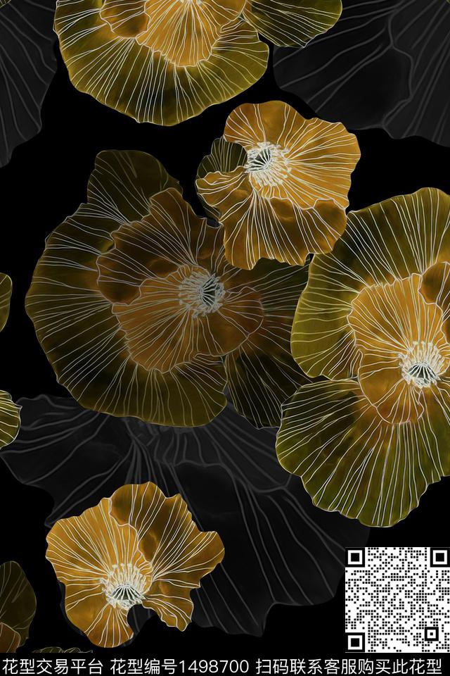 民族风花卉大牌风数码印花华亿平台下载（图片编号: 1498700） - 瓦栏（Walan）