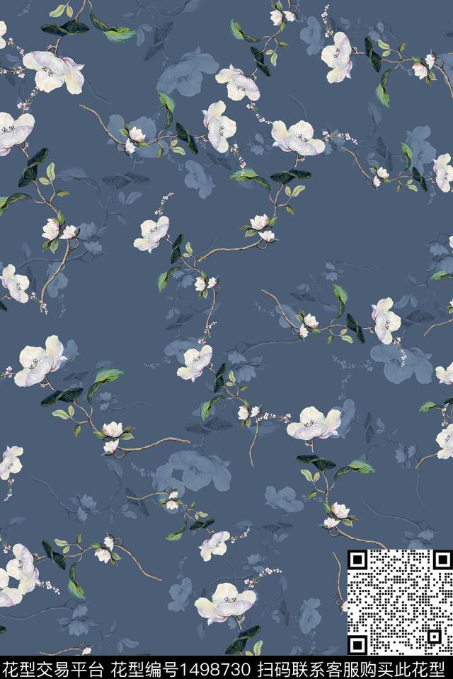 香云纱中国风花卉数码印花华亿平台下载（图片编号: 1498730） - 瓦栏（Walan）