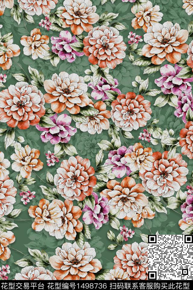 香云纱中国风牡丹数码印花华亿平台下载（图片编号: 1498736） - 瓦栏（Walan）