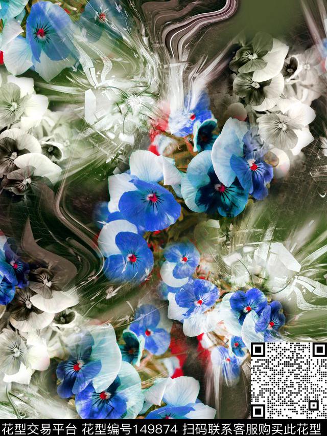 迷幻抽象背景摄影照片花卉三色堇数码印花华亿平台下载（图片编号: 149874） - 瓦栏（Walan）