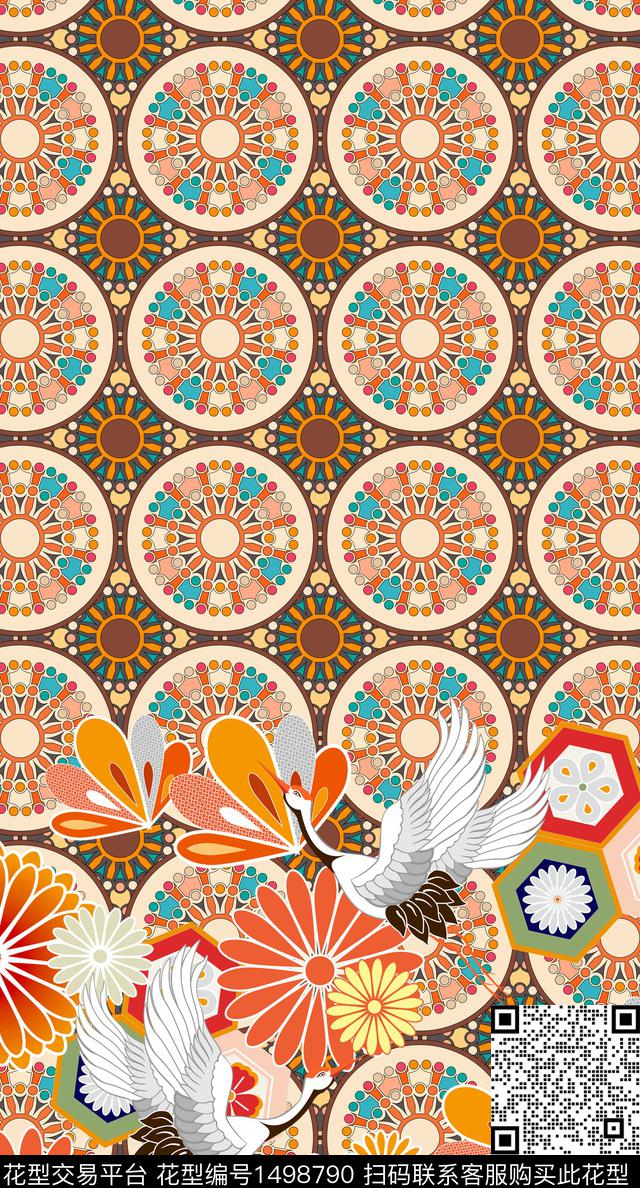 仙鹤女装民族风数码印花华亿平台下载（图片编号: 1498790） - 瓦栏（Walan）