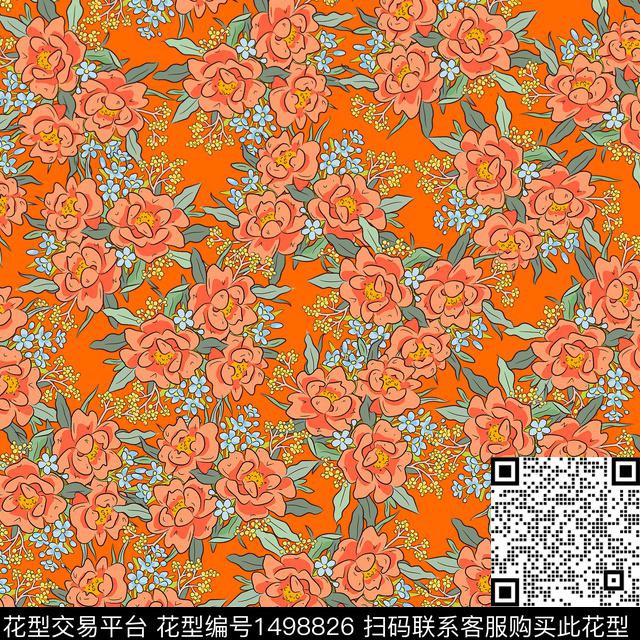 女装花卉小碎花数码印花华亿平台下载（图片编号: 1498826） - 瓦栏（Walan）