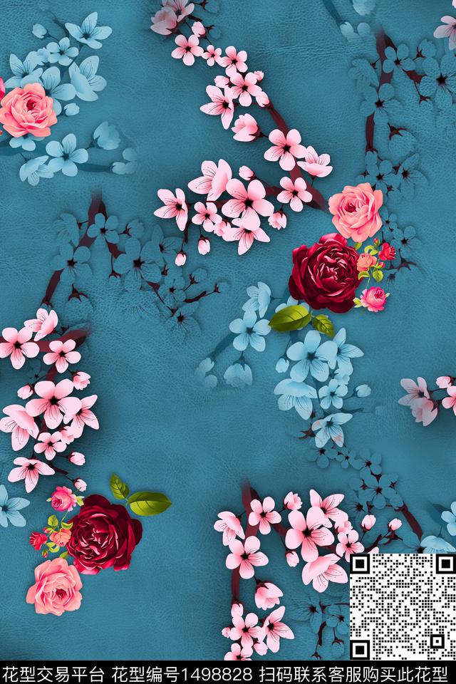 花卉大牌风年轻女性数码印花华亿平台下载（图片编号: 1498828） - 瓦栏（Walan）