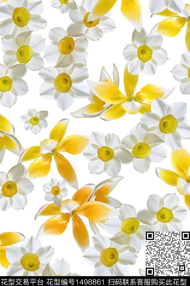 花卉大牌风小清新数码印花华亿平台下载（图片编号: 1498861） - 瓦栏（Walan）