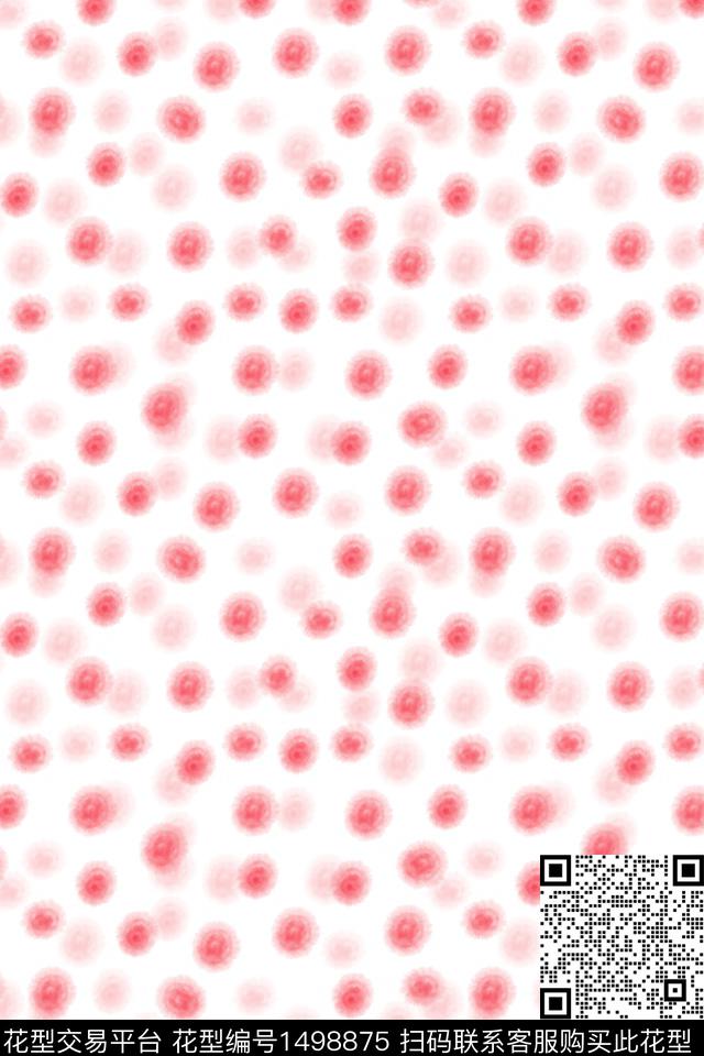 女装定位花水墨风抽象花卉数码印花华亿平台下载（图片编号: 1498875） - 瓦栏（Walan）