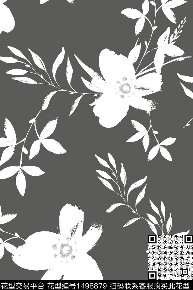 连衣裙彩底花卉女装数码印花华亿平台下载（图片编号: 1498879） - 瓦栏（Walan）