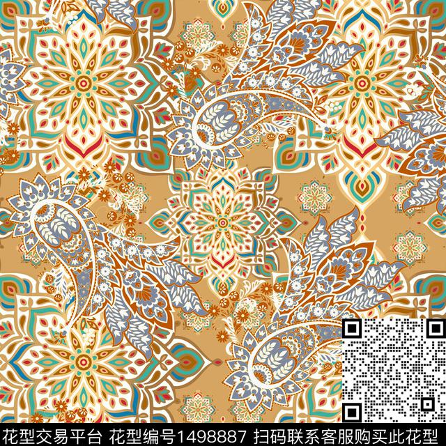 女装民族风佩斯利数码印花华亿平台下载（图片编号: 1498887） - 瓦栏（Walan）