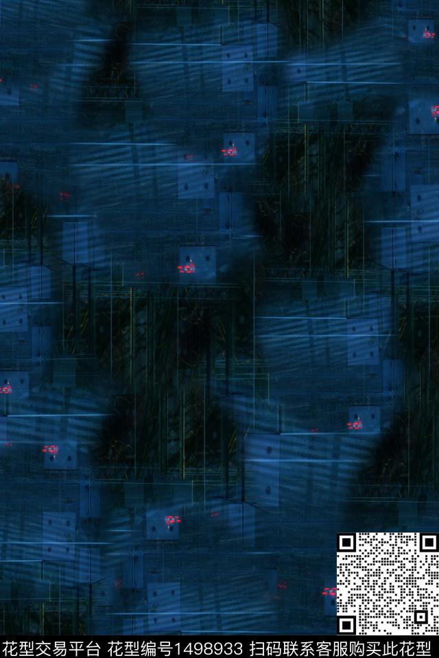 扎染华亿平台大牌风抽象数码印花华亿平台下载（图片编号: 1498933） - 瓦栏（Walan）